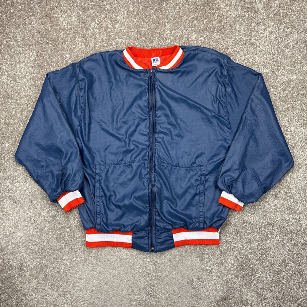 Vintage 80s Russell Athletic Thermal Lined Nylon Bomber Jacket Large